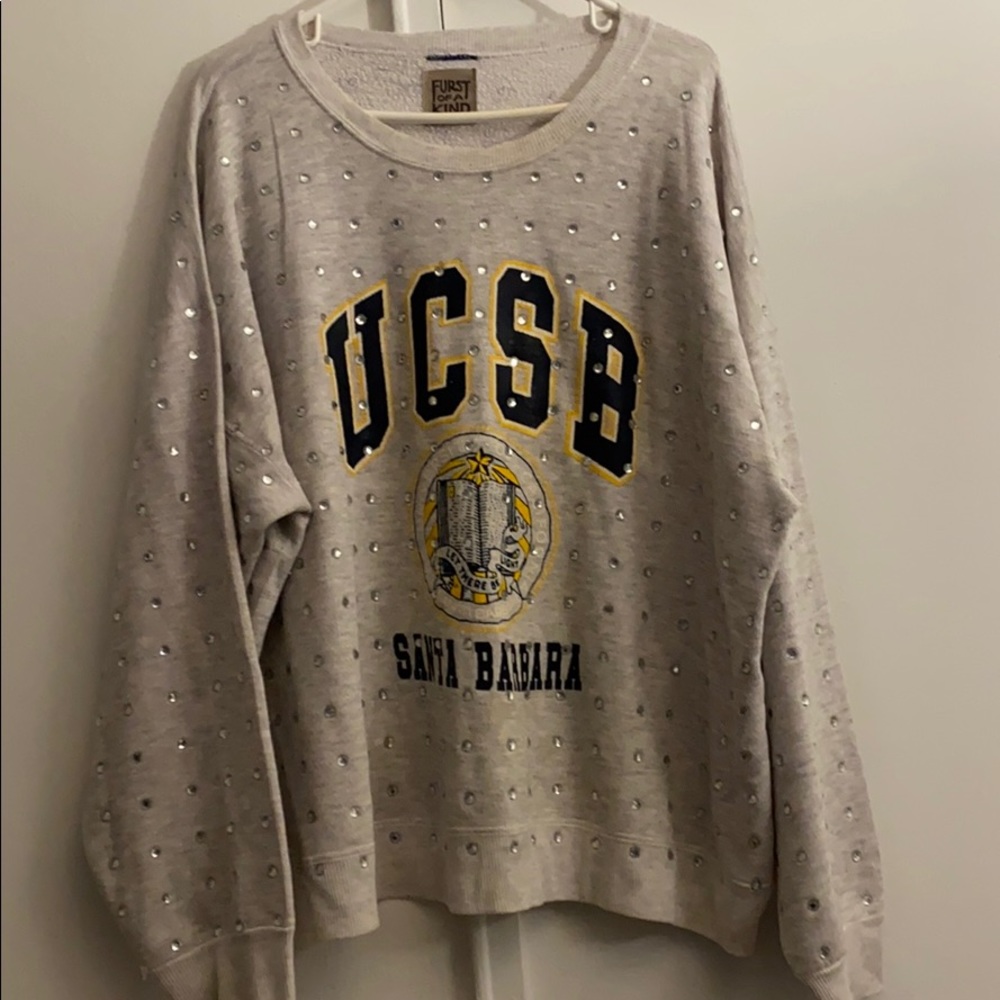 LF Rhinestone Sweatshirt UCSB college university furst of a kind